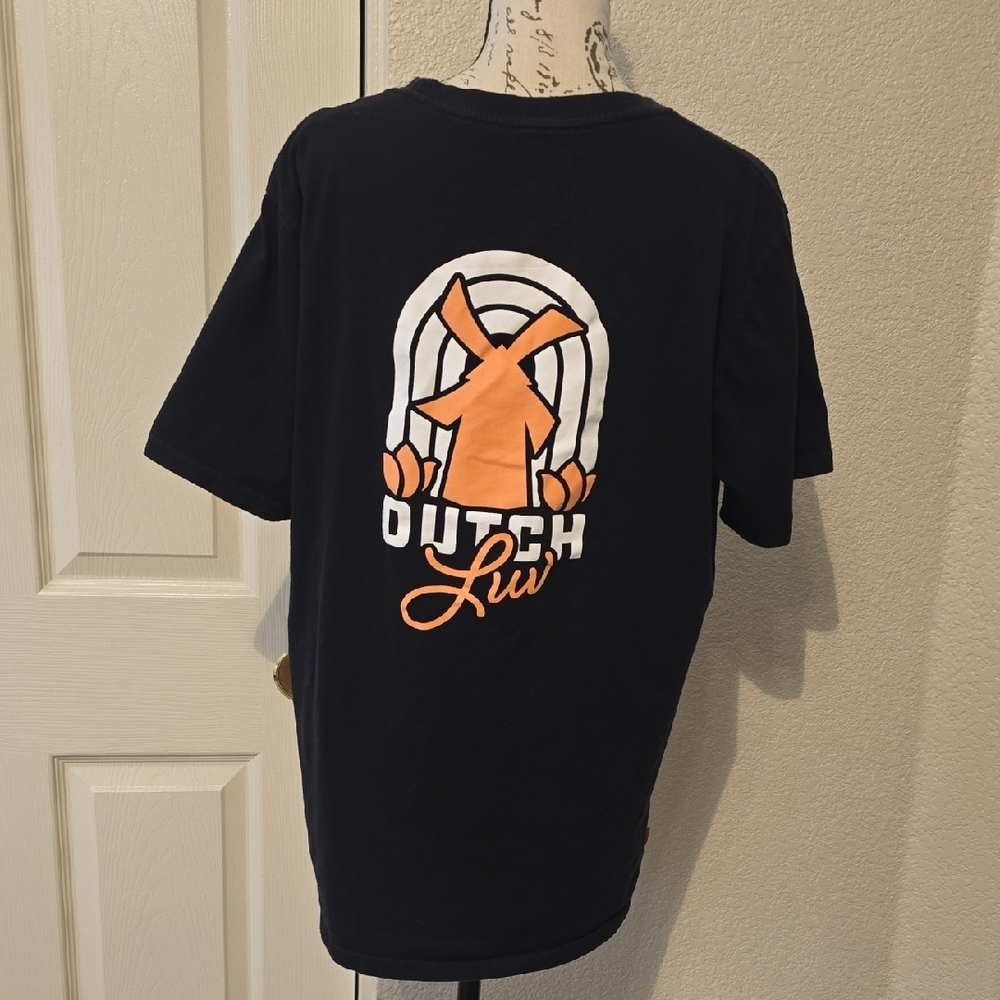 Dutch Bros Womens Black Tee with Coral Logo, Size Slim Fit Large - Picture 3 of 4
